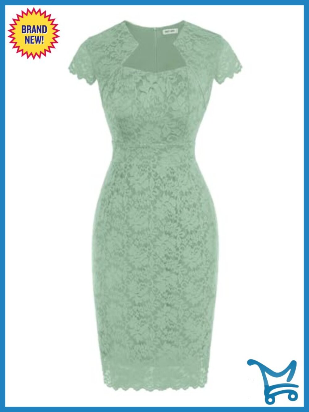 Cap Sleeve Lace Cocktail Dress Knee-Length Sheath Square Neck